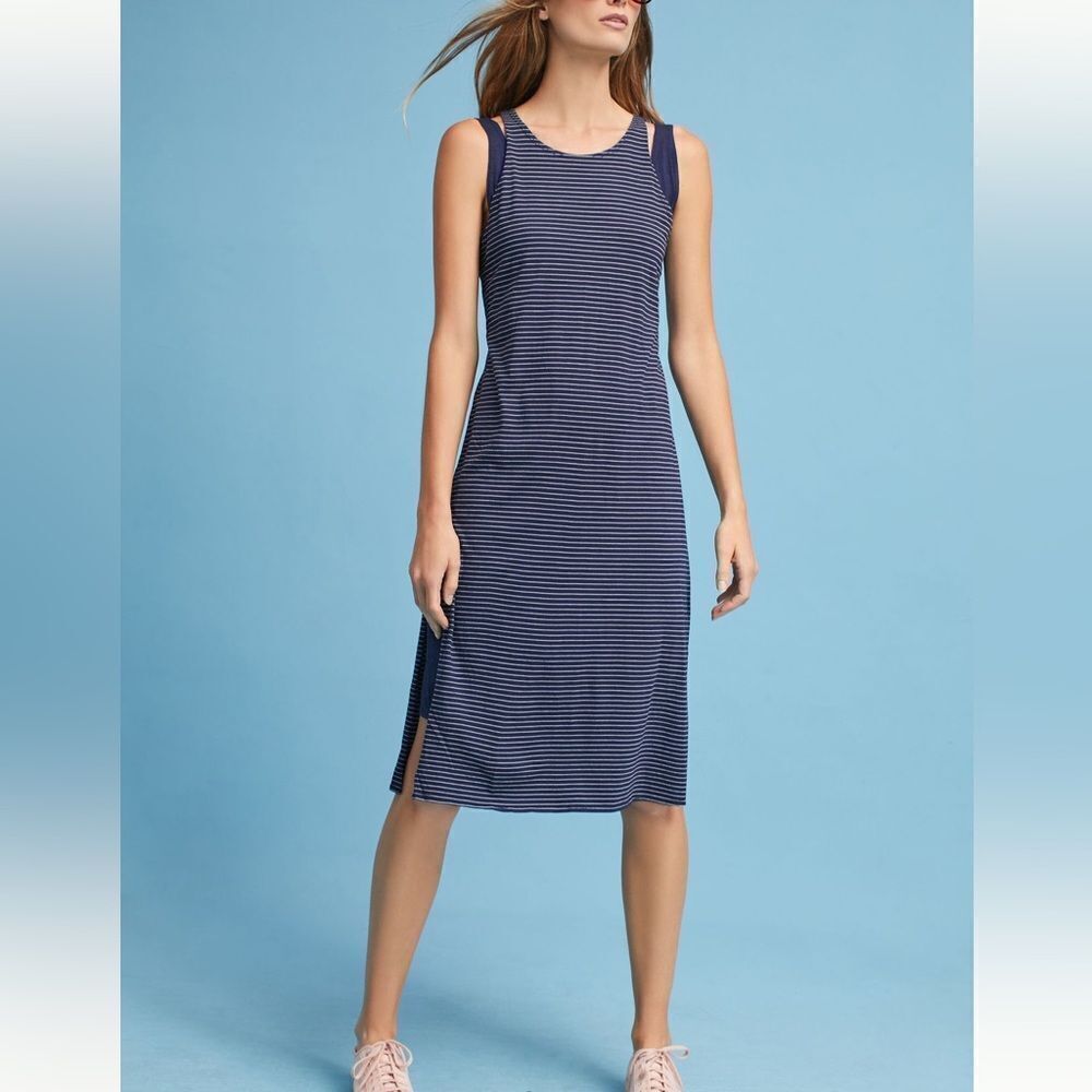 Michael Stars Anthropologie Sleeveless Layered Striped Dress Size M